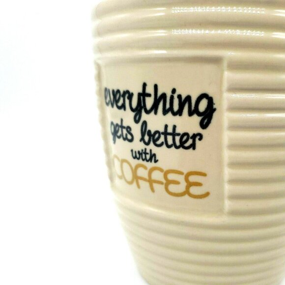The Old Pottery Company "everything gets better with Coffee" Ribbed Coffee Mug - Picture 3 of 12